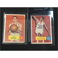 Two 1957 Topps Basketball Cards With Hof Rc