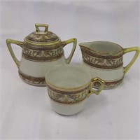 Vintage Noritake ceramic creamer, sugar and cup