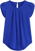Women's Casual Round Neck Basic Pleated Top Cap