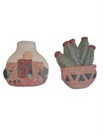 2 Handpainted Ceramic Desert Themed Wall Decor