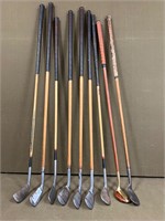 Collection of Antique Wood Shafted Golf Clubs