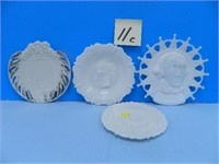 (4) Old Milk Glass Souvenir Plates