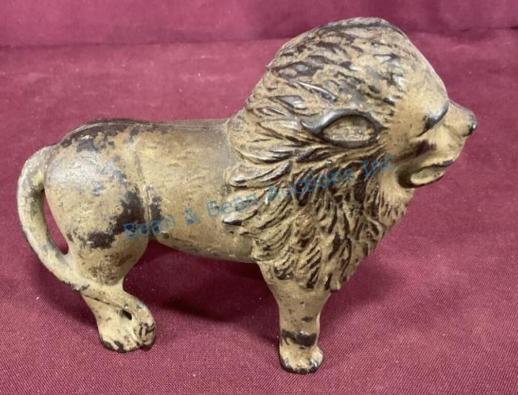 Early cast iron lion bank