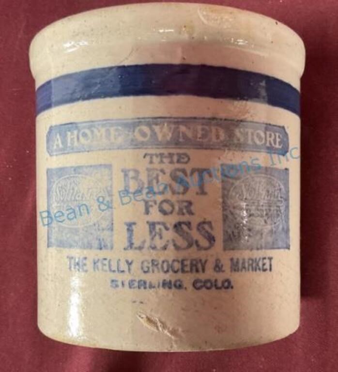 Sterling Colorado stoneware advertising jar