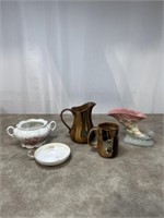 Hull pottery vase, pottery pitcher and cup, some