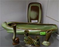 Frankoma Green ware including trinket tray, flower