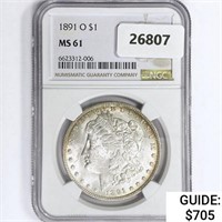 1891-O Morgan Silver Dollar NGC MS61