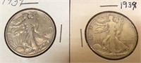 1939 Walking Liberty Silver Half Dollars