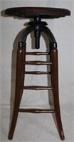 TALL SWIVEL STOOL, MAPLE & CAST IRON, OLD FINISH,