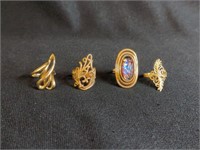 (4) LADIES 14 KT GOLD RINGS