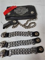 Vtg Harley Davidson Wallet w/ chain & vest chains