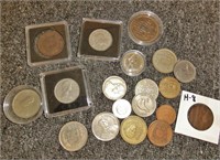 H- Foreign coins including 1982 proof 50c. Canada