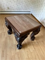 MARBLE TOP TABLE WITH CARVED LEGS 2' X 2' - HEAVY