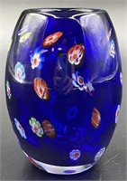 Beautiful MCM Cobalt Murano Millifiori Vase