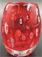 Beautiful MCM Murano Red Millifiori Vase