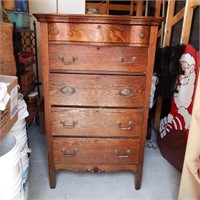 Antique Five Drawer Highboy Solid Wooden Dresser