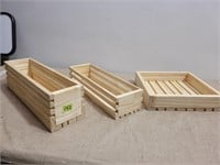(3) Wood Crates 12" × 12" x 3" 19" ×5" 17 ×5"