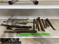 Turnbuckles, punches, chisels and nail bars. The