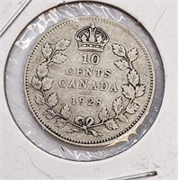 1928 Canada Silver 10-Cent Coin