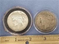 Lot of 2 Peace silver dollars 1923S, 1922      (k