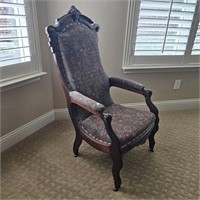 Antique Eastlake Upholstered Chair On Casters WOWW