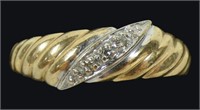 10K Yellow gold dome style ring with diamond