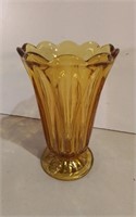 Vintage Art Deco Amber Footed Vase