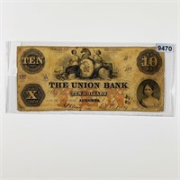 1811-1860 Augusta Georgia $10 Bill LIGHT CIRC