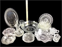 Clear glass assorted, including pressed glass