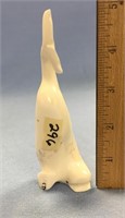5" fossilized ivory carving of a beluga whale with