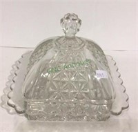 Pressed glass vintage square butter dish