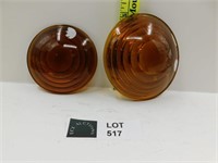 2 AMBER GLASS RAILROAD LANTERN LENS