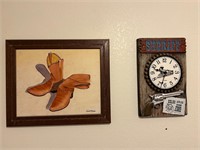 Trude McBride Acrylic Painting + Westclox Clock