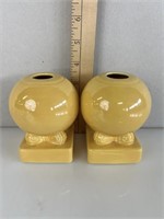 (2) Vintage Yellow Fiesta Candle Holders