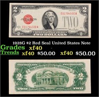 1928G $2 Red Seal United States Note Grades xf