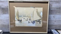 Harry Shiprs Framed Vintage Original Watercolor "