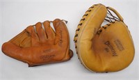 2 Vintage Baseball Gloves: Dubow 614, Wilson