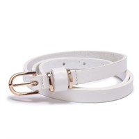 SM4075  Beltox Fine Skinny White Leather Belt, Siz