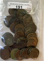 Roll of (50) Indian Head Pennies mostly culls