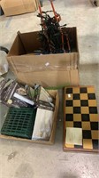 3 boxes - Christmas tree lights, ankle weights,