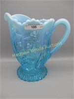 Northwood blue opal PANELED HOLLY water pitcher.