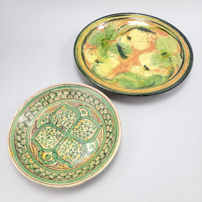 2 Vintage Earthenware Redware Decorative Plates.