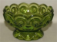 Vtg LE Smith Green Glass Moon & Stars Candy Dish