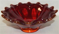 MCM Viking Art Glass Amberina Footed Candy Bowl