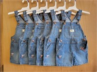 6 OshKosh Denim Bib Overalls Shorts girls 2T New