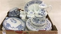 Lg. Box of Various Blue & White Dishes Including