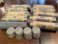 (11) Old rolls of Jefferson nickels (1940s-1950s)