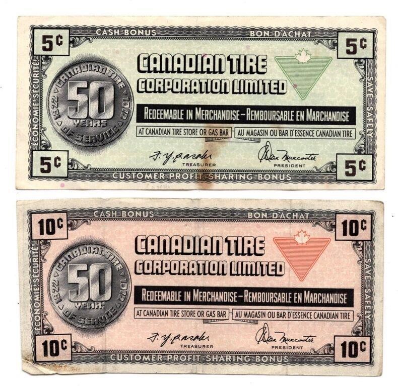 1972 Canada Tire 5 & 10 Cent Coupons