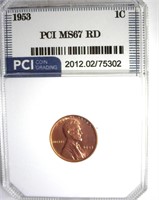 1953 Cent MS67 RD LISTS $3750