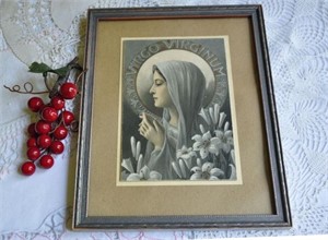 Lithograph of the Madonna of the Lillies in the